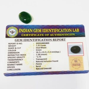 Certified Panna Stone (Emerald) Oval Shape &  Abhimantrit - 7.25 Carat - Image 3