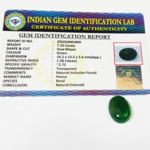 Certified Panna Stone (Emerald) Oval Shape &  Abhimantrit - 7.25 Carat - Image 2