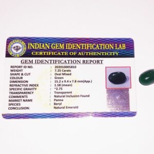 Abhimantrit  Panna (Emerald Stone) in Oval Shape - 7.25 Carat & Lab- Certified - Image 3