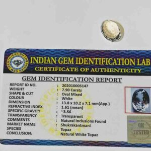 Lab- Certified White Topaz Stone & Abhimantrit Topaz- 7.90 Carat - Image 5