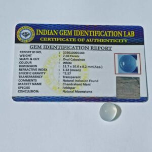 Abhimantrit White Moonstone (Chandrakant Mani) & Lab- Certified- 7.60 Carat - Image 5