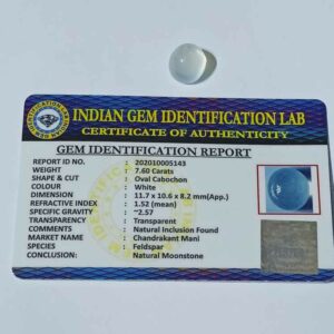 Abhimantrit White Moonstone (Chandrakant Mani) & Lab- Certified- 7.60 Carat - Image 2