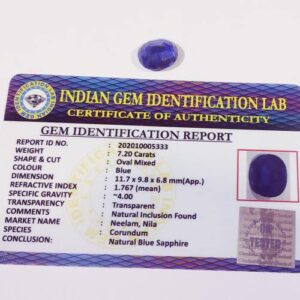Abhimantrit Blue Sapphire (Neelam Stone) & Certified Gemstone- 7.20 Carat - Image 2