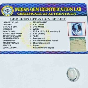 Lab- Certified White Topaz Stone & Abhimantrit Topaz- 7.90 Carat - Image 2