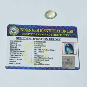 Green Moonstone Abhimantrit & Lab- Certified- 7.40 Carat - Image 3
