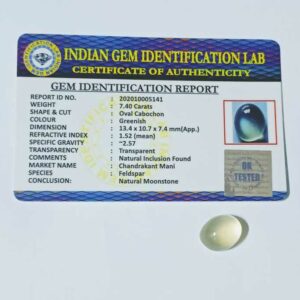 Green Moonstone Abhimantrit & Lab- Certified- 7.40 Carat - Image 2