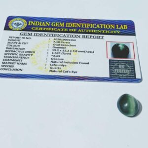 Natural Cat’s Eye Stone (Lehsunia) & Lab Certified – 7 Carat - Image 4