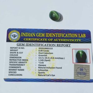 Abhimantrit Natural Cat’s Eye Stone (Lehsunia) & Lab- Certified – 8.25 Carat - Image 2