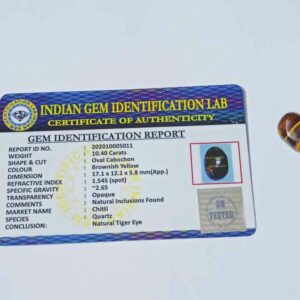 Lab- Certified Tiger Eye Stone & Natural Stone - 10.40 Carat - Image 4