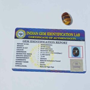 Lab- Certified Tiger Eye Stone & Natural Stone - 10.40 Carat - Image 3