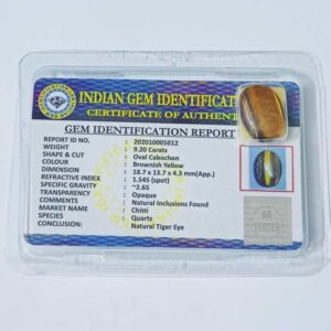 Abhimantrit Tiger Eye Gemstone & Lab Certified - 9.21 Carat - Image 3