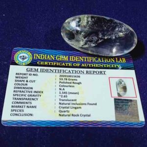 Abhimantrit Indian Sphatik Shiv Lingam & Lab Certified 53 Gram - Image 2
