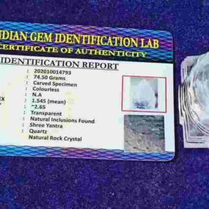 Abhimantrit Indian Sphatik Shree Yantra & Lab Certified -74 Gram - Image 2