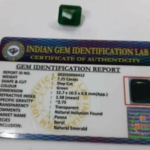 Abhimantrit  Panna Stone (Emerald) Square shape Stone & Lab Certified - 7.25 Carat - Image 2