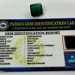 Abhimantrit Panna Stone (Emerald) Square shape & Lab Certified - 8.25 Carat - Image 2