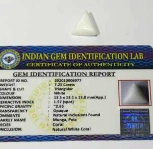 Lab Certified Triangle White Coral Stone (Moonga) & Abhimantrit 7.25 Carat - Image 2