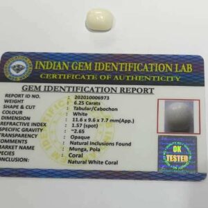 White Coral Stone (Moonga) Lab Certified & Abhimantrit -6.25 Carat - Image 2