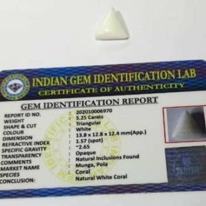 Triangle White Coral Stone (Moonga) Lab Certified  & Abhimantrit  5.25 Carat - Image 6