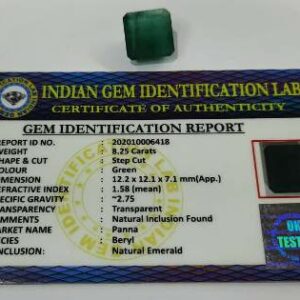 Abhimantrit Panna Stone (Emerald) Square shape & Lab Certified - 8.25 Carat - Image 3