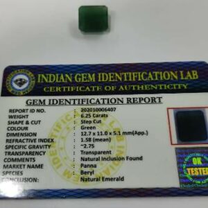 Abhimantrit  Panna Stone (Emerald) Square Shape & Lab Certified - 6.25 Carat - Image 3