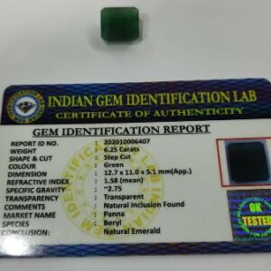 Abhimantrit  Panna Stone (Emerald) Square Shape & Lab Certified - 6.25 Carat - Image 2