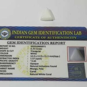 Triangle White Coral Stone (Moonga) Lab Certified & Abhimantrit  6.25 Carat - Image 7
