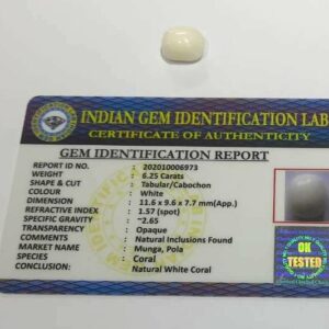 White Coral Stone (Moonga) Lab Certified & Abhimantrit -6.25 Carat - Image 4
