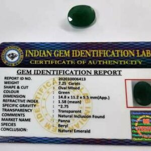 Abhimantrit Panna Stone (Emerald) Oval shape & Lab Certified - 7.25 Carat - Image 2