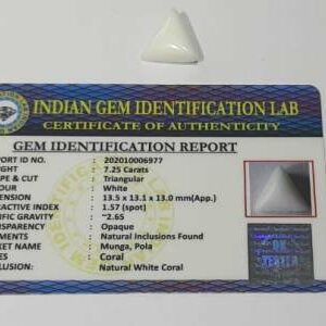 Lab Certified Triangle White Coral Stone (Moonga) & Abhimantrit 7.25 Carat - Image 3