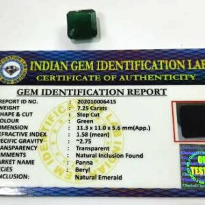 Panna Stone (Emerald) Square shape Lab Certified & Abhimantrit  7.25 Carat - Image 3