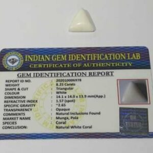 Triangle White Coral Stone (Moonga) Lab Certified & Abhimantrit  8.25 Carat - Image 5