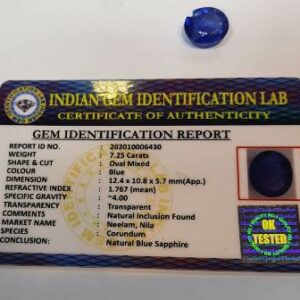 Abhimnatrit Blue Sapphire (Neelam Stone) & Certified - 7.25 Carat - Image 3