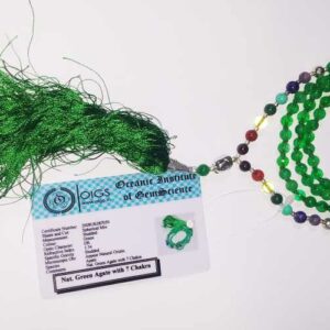 Abhimantrit Green Agate with 7 Chakra Mala Genuine & Lab- Certified - Image 3