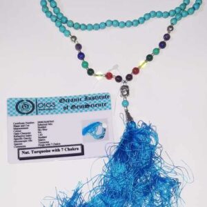 Firoza (Turquoise) with 7 Chakra Mala Natural Lab-Tested & Abhimantrit - Image 3