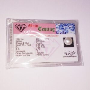 Natural  Pearl (Moti) Stone, Original & Lab Certified - 7.85 Carat - Image 5