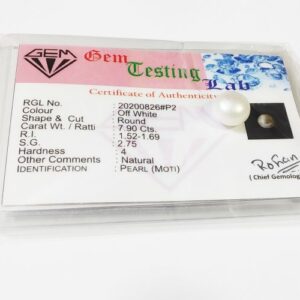 Natural Pearl (Moti) Stone Original & Lab Certified - 7.90 Carat - Image 1