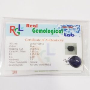 Abhimantrit Iolite (Neeli) Blue Gemstone & Lab Certified - 7.10 Carat - Image 7