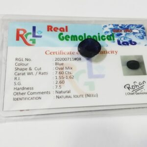 Abhimantrit Iolite (Neeli) Blue Gemstone & Lab Certified - 7.60 Carat - Image 6