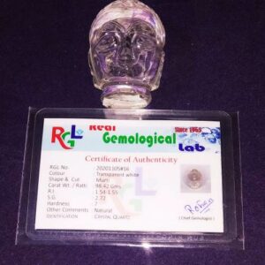 Sphatik (Crystal) Buddha Head Idol Certified & Abhimantrit 98 Gram - Image 2