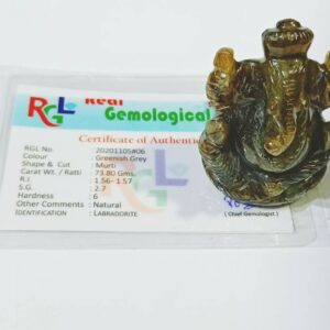 Labradorite Ganesh ji idol & Lab - Certified 73 gram Natural & Abhimantrit - Image 2