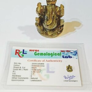 Labradorite Ganesh ji idol & Lab - Certified 73 gram Natural & Abhimantrit - Image 6