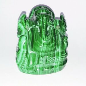 Lab- Certified Malachite Stone Ganesh Idol Natural & Abhimantrit 158 Gram - Image 5