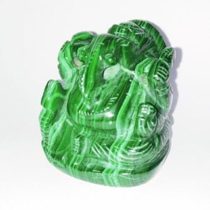 Lab- Certified Malachite Stone Ganesh Idol Natural & Abhimantrit 158 Gram - Image 6