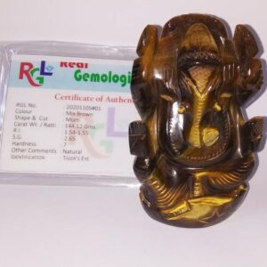Tiger's eye ganesh ji idol144 Gram Lab- Tested & Abhimantrit - Image 1