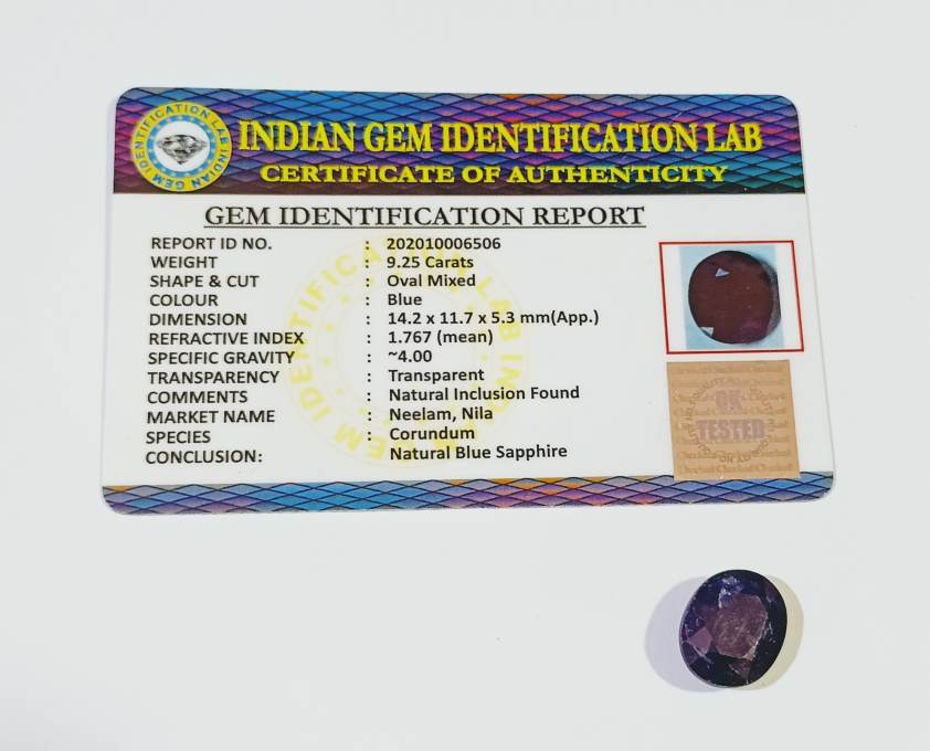 Abhimantrit Blue Sapphire (Neelam Stone) Lab-Certified Gemstone Carat