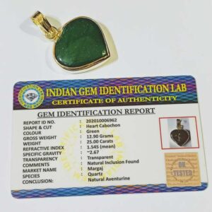 Lab-Certified Natural Aventurine in silver locket & Abhimantrit 25 Carat - Image 2