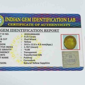 Yellow Sapphire (Pukhraj) Certifie & Abhimantrit 9.25 Carat - Image 2