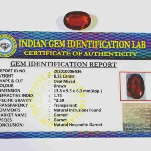 Abhimantrit Hessonite (Gomed) Stone - 8.25 Carat - Image 3