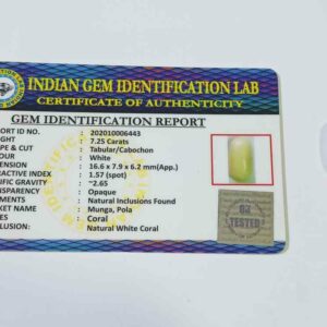 Natural White Coral Stone (Moonga) Lab Certified  & Abhimantrit 7.25 Carat - Image 5