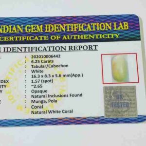 Natural White Coral Stone (Moonga) Lab Certified  & Abhimantrit 6.25 Carat - Image 2
